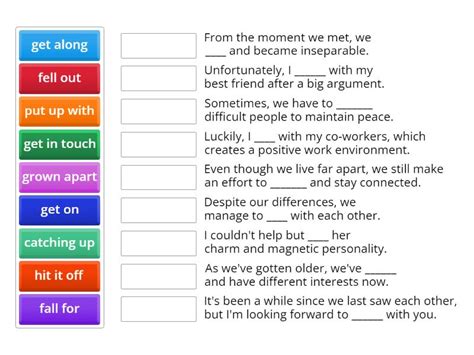 Relationship phrasal verbs - Match up