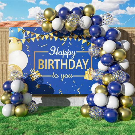 Buy Navy Blue Birthday Party Decorations Blue Gold Balloon Arch Kit With 50 Pieces Latex