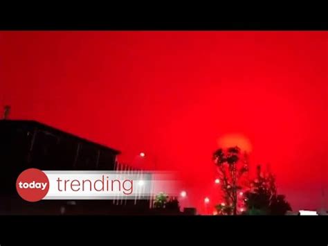 Sky Turns Blood Red In Zhoushan China Youtube