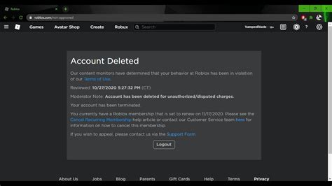 My Account Got Terminated ROBLOX YouTube