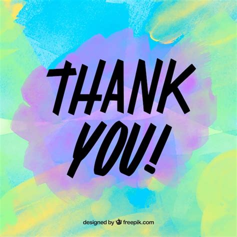 Thank You Background With Lettering In Watercolor Stain Free Vector