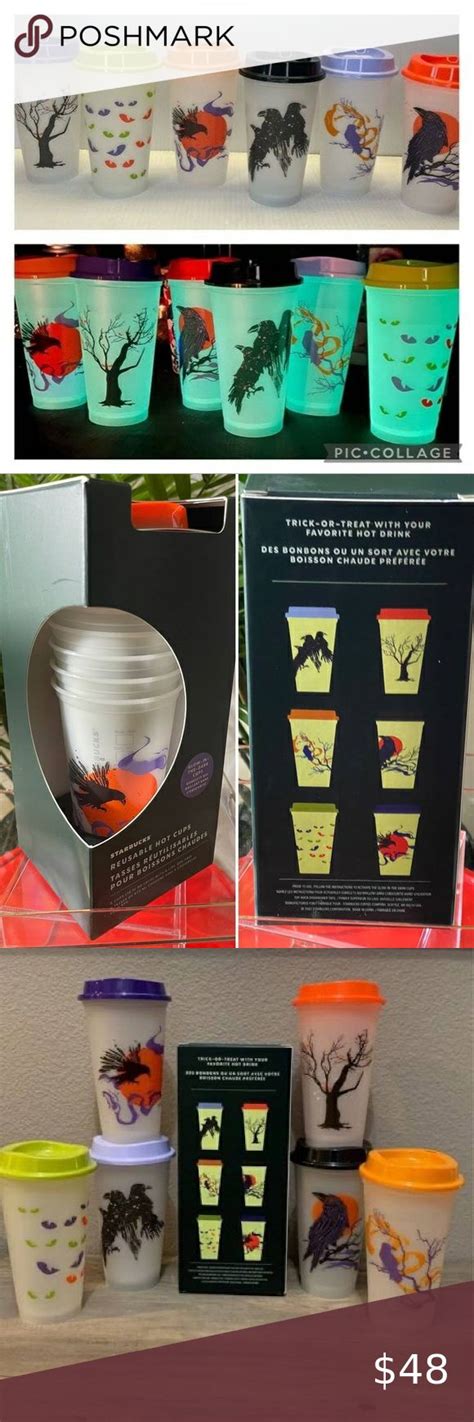 NEW Starbucks Halloween Box Set Of Glow In The Dark Grande Hot Drink Cups Starbucks