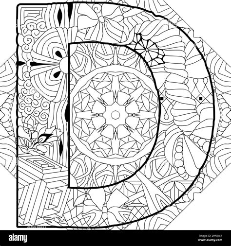 Alfabeto Estilizado De Zentangle Letra D En Mandala Ilustraci N