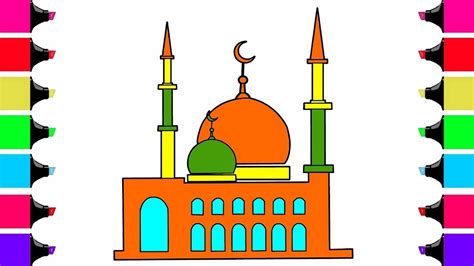 Mosque Draw and coloring pages for ramadanu ya ramadan | How to Draw ...