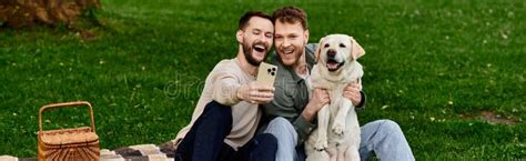 Two Bearded Gay Men Enjoy A Stock Image Image Of Outdoors Picnic