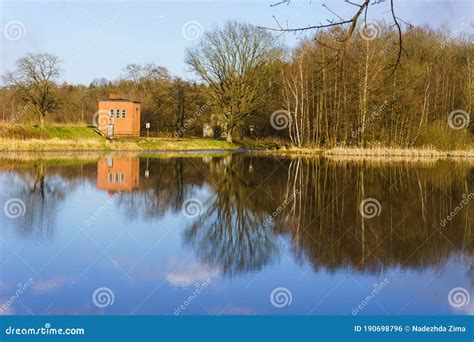 Lake House Water Pump Station On The River Bank Stock Photo Image Of