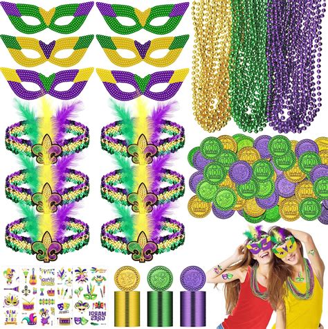 Capoda 169 Pcs Mardi Gras Party Favors Set Mardi Gras Accessories Set With Green