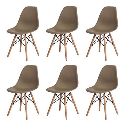 Kit Cadeiras Charles Eames Eiffel Nude Base Madeira Sala Mercadolivre