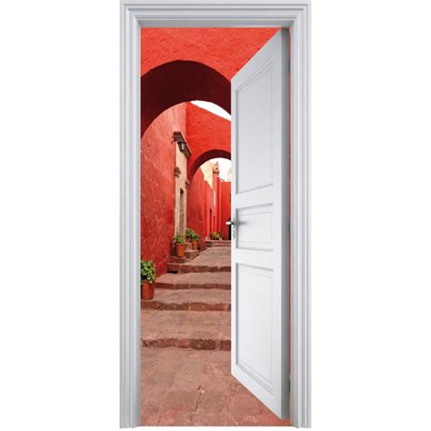 Sticker Porte Trompe L Oeil Ruelle 90x200cm 331 Stickers Muraux Deco