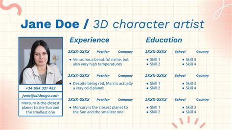 3D Character Artist Portfolio | Google Slides & PowerPoint