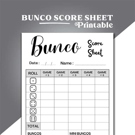 Bunco Game Score Sheet, Printable Bunco Score Pad, Bunco Score Card ...