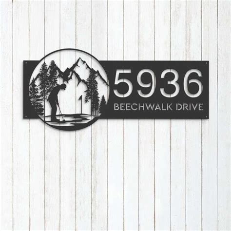 Personalized Golf Club Male Golfer Address Sign House Number Plaque