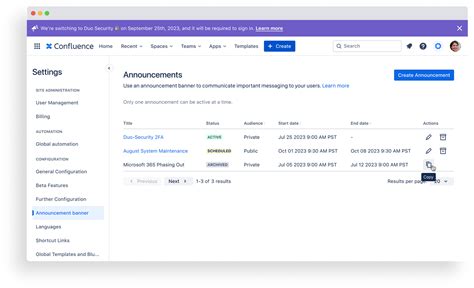 Configuring An Admin Announcement Banner Confluence Cloud Atlassian