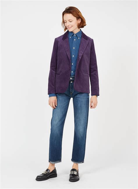 Veste Col Tailleur En Velours Violet Bella Jones Femme Place Des