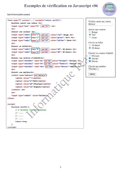 Bac Sc De L Informatique Algorithme Et Programmation JavaScript