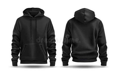 Black Hoodie Front And Back View Mockup Template For Sportswear Design