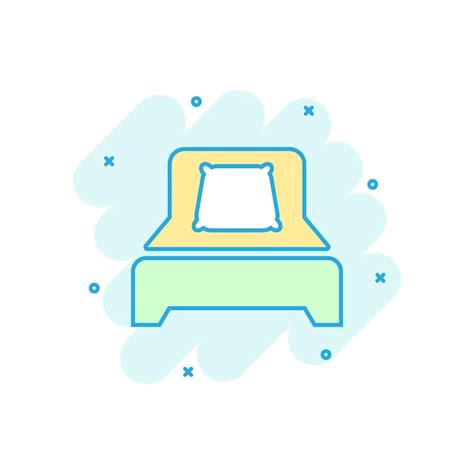 Premium Vector Bed Icon In Comic Style Sleep Bedroom Vector Cartoon