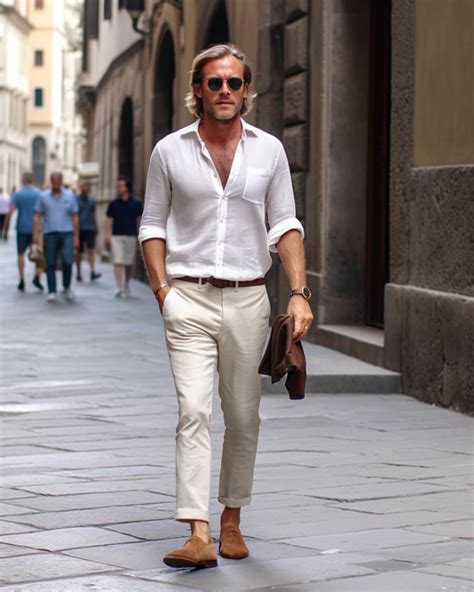 Linen White Shirt With Beige Pants Hockerty