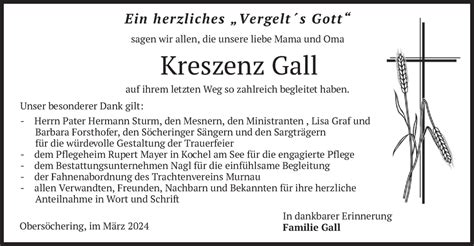 Traueranzeigen Von Kreszenz Gall Trauer Merkur De