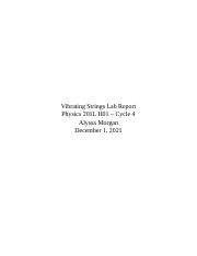 Vibrating Strings Lab Report Docx Vibrating Strings Lab Report