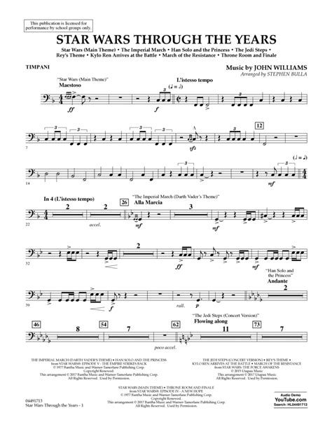 Star Wars Through The Years Timpani By Stephen Bulla Percussion Digital Sheet Music