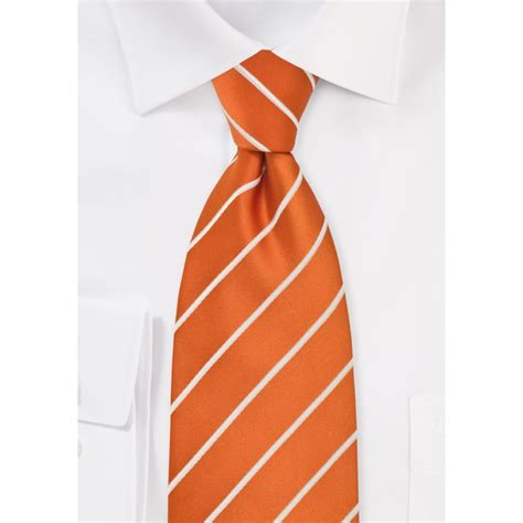 Striped Tie In Persimmon Orange White Ties Necktie