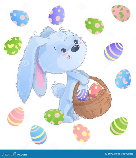 Happy Easter Bunny Vector Illustration Clipart Set Stock Vector