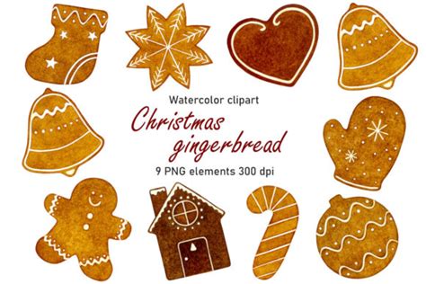 Christmas Gingerbread Watercolor Clipart Graphic By Art Studio By Sandy