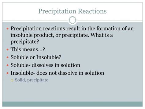 Ppt Precipitation Reactions Powerpoint Presentation Free Download