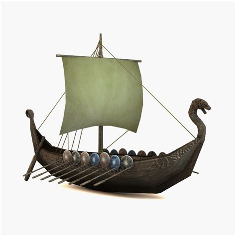 3d Model Viking Ship Vr Ar Low Poly Max Obj 3ds Fbx C4d