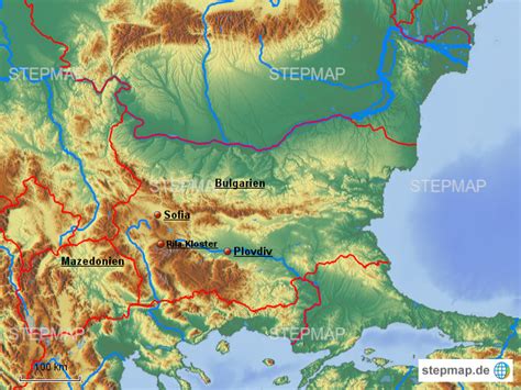 StepMap Bulgarien Landkarte für Europa