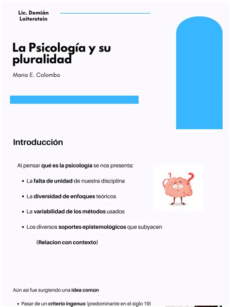 La Psicologia Y Su Pluralidad Slides Pdf Experiencia Sicología