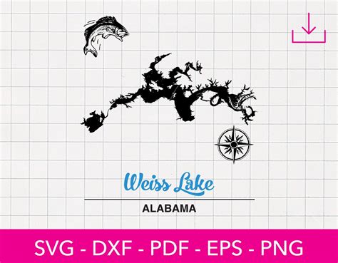 Weiss Lake Alabama Map Shape Svg Cut File Png Dxf Cricut Summer Vector