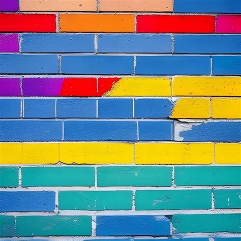 Una pared de ladrillos de colores con una línea de colores del arco