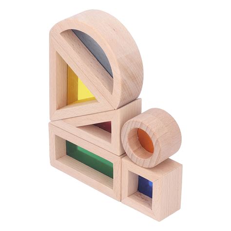 Wooden Baby Stacking Blocks Toy Transparent Sensory Geometry