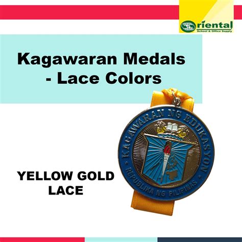 Kagawaran Medals With Yellow Gold Lace 5cm Or 6cm Size Silver And