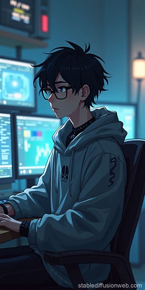 4d Anime Man In Cyberpunk Room Stable Diffusion Online
