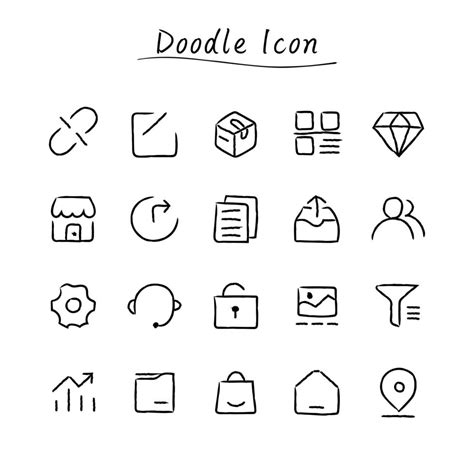 Hand Drawn Doodle Icons 1380181 Vector Art At Vecteezy