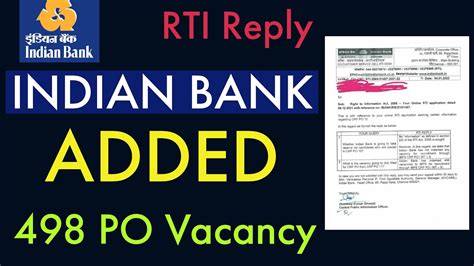 Good News Indian Bank Added Po Vacancy In Ibps Po Rti