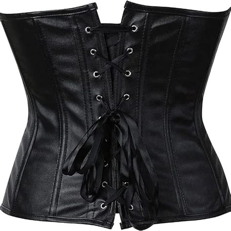 Black Sexy Leather Gothic Over Bust Steel Boned Plus Size Customised