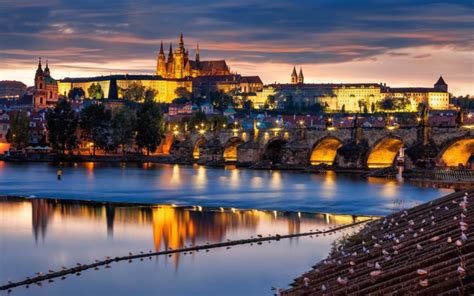 Praha Prague Czech Czech Republic City Bridge River Vltava