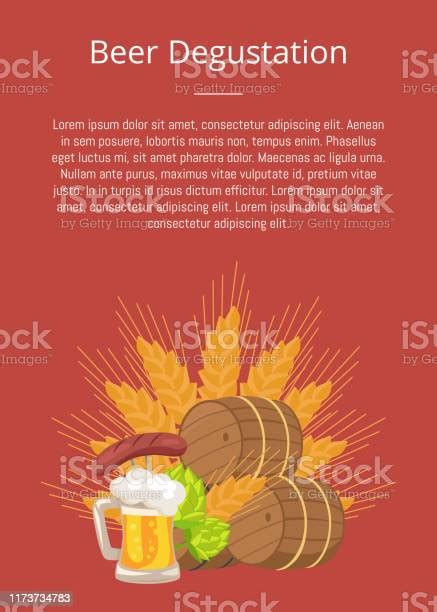 Beer Degustation Poster Vector Of Wooden Casks Stock Illustration