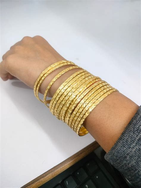 18kt Gold Filled 14 Bangles Set Stackable Bangle Bracelets For Women