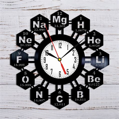 Periodic Table Of Elements Wall Clock Art Chemical Symbols Etsy