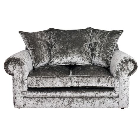 Charlotte Chesterfield 2 Seater Crushed Velvet Sofa In Silver Crushed