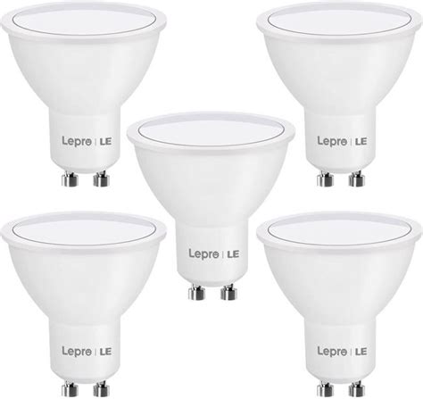 5 Pack 5w Gu10 Led Light Bulbs Daylight White 50w Halogen Equivalent Lepro