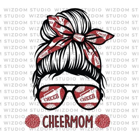 Messy Bun Red Color Cheerleader Cheermom Cheer Pom Etsy Cheer Girl