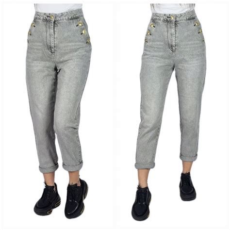 M Sara Spodnie Jeans Szare Boyfriend Klasyczne Xl