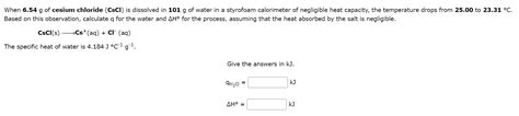 Solved When G Of Cesium Chloride Cscl Is Dissolved In Chegg