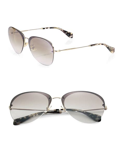 Miu Miu Pilot Aviator Sunglasses In Gold Metallic Lyst